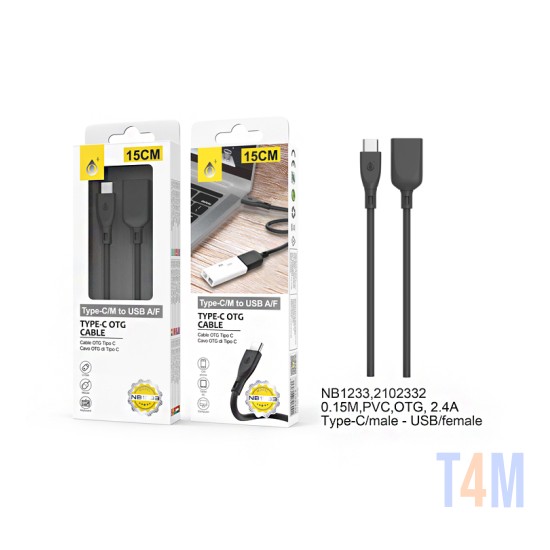 MTK CABLE OTG NE NB1233 WITH TYPE C/MALE TO USB/FEMALE 0.15M BLACK